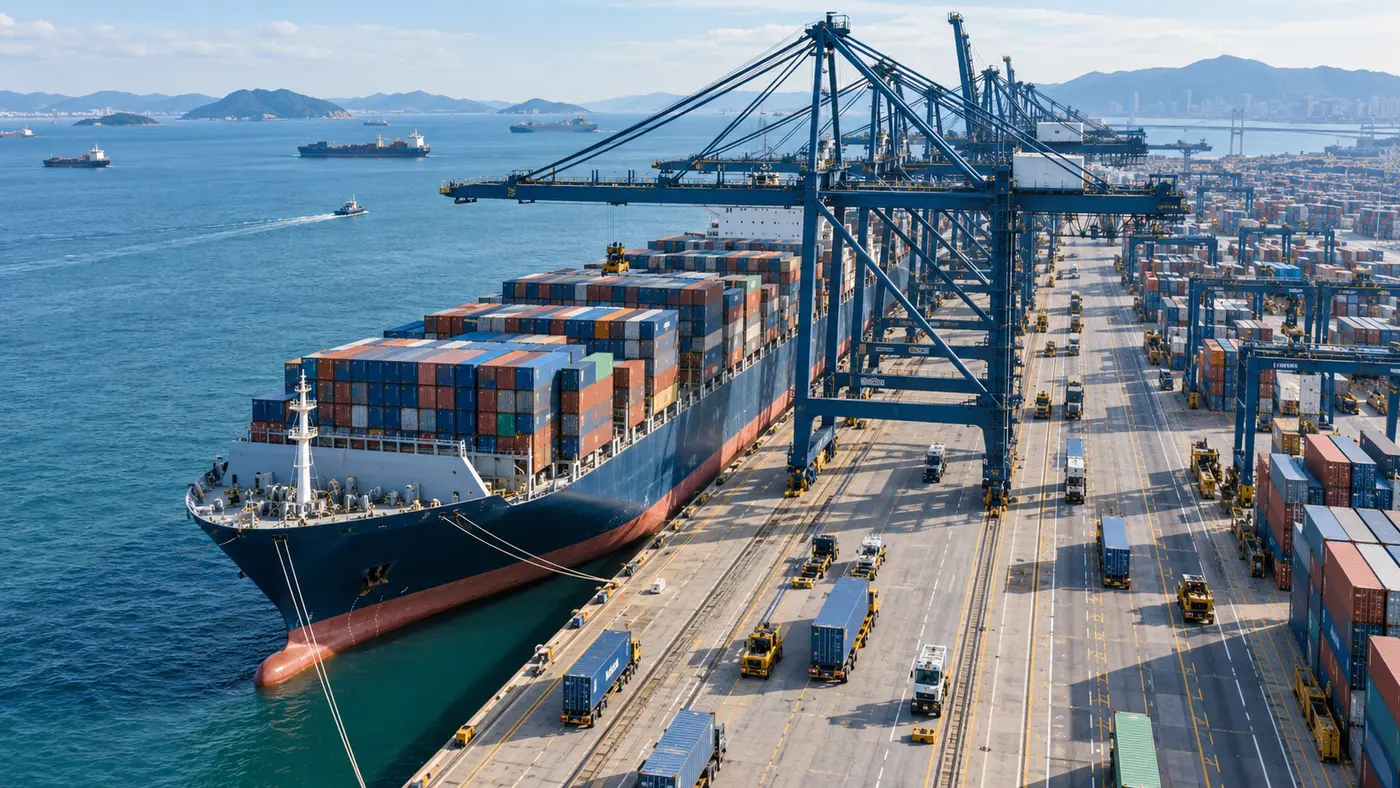 Cargo ship and container terminal logistics